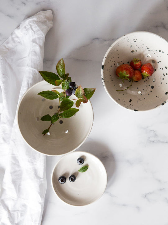 monochrome berry bowl speckle spotty